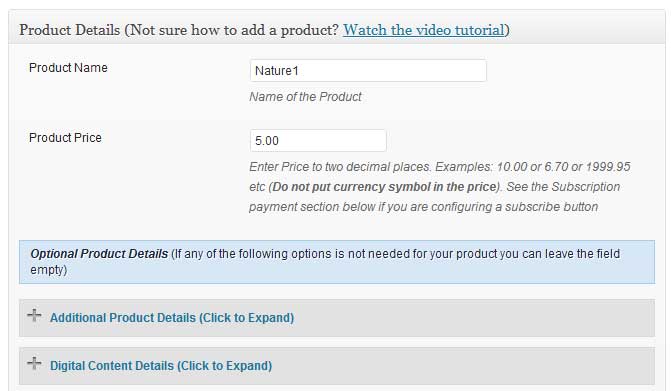 enter name and price for wp estore product