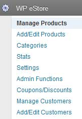 wp estore navigate to manage products