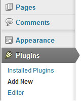 wordpress plugins menu screeenshot