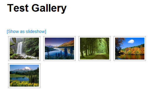 nextgen gallery display on a wordpress post or page