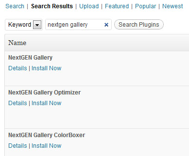 nextgen gallery install from wordpress plugin uploader