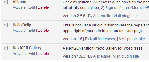 activate nextgen gallery plugin from wordpress plugins menu