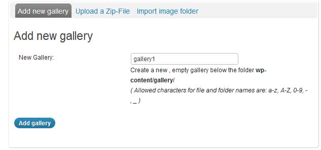 a screenshot showing how to add a new gallery in nextgen gallery