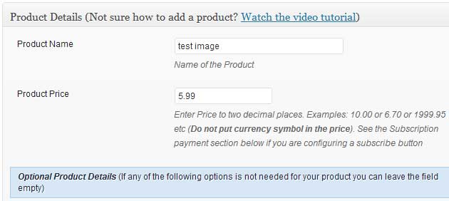 a screenshot showing the name and price of the product in WP eStore