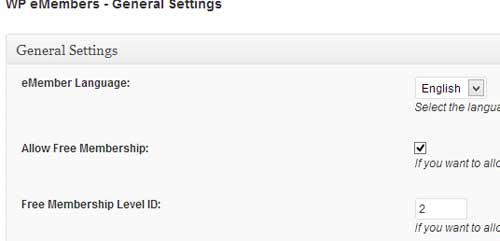 screenshot showing how to enable free memberhship using wp emember plugin