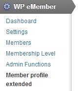 screenshot showing the emember profile extended addon settings