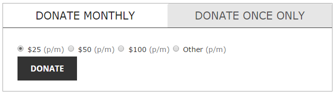 screenshot showing the monthly recurring donation option